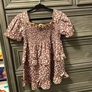 Brand New never worn Brown floral dress size 18-24 months! Runs big!